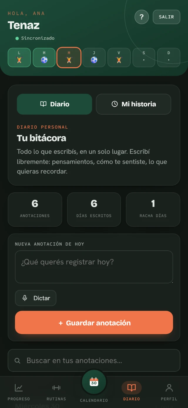 El diario personal en modo oscuro